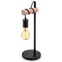 Lampada da Tavolo Vintage, Lampada da Tavolo in Metallo Nero e Legno, Design Elegante e Minimale Lampada da Comodino Nero, E27 Lampada da Scrivania Industriale per Soggiorno, Camera da Letto - 1