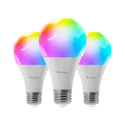 Nanoleaf Essentials 3 Bombillas LED E27 RGBW Inteligentes y Regulables - Luces Led 16M Colores Thread & Bluetooth, Compatible con Google Home Apple Homekit, para Decoración Habitación y Gaming