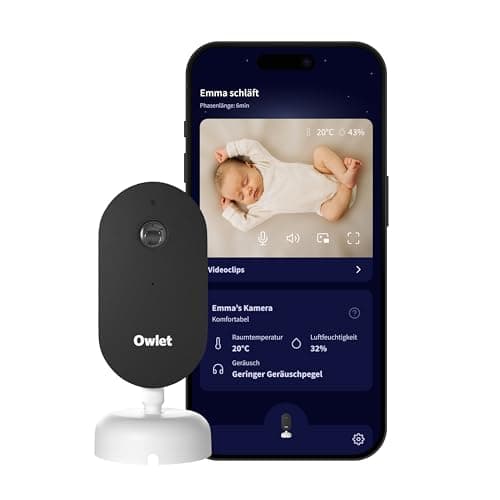 Owlet Dream Sight Smart HD Baby Monitor with 2K Camera, Night Vision, Cry/Motion/Noise Detection, Temperature & Humidity Monitoring, Secure WiFi Connection, 2-Way Audio, Dream Sock