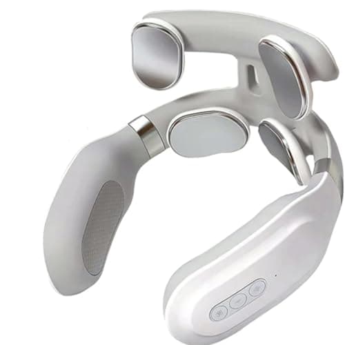 Neck Massage Machine with 4-Head Design – Electric Heated Cervical Spine Massager with Light Vibration Hot Compress – Neck & Shoulder Pain Relief for Home, Office, and Travel – Ergonomic Design