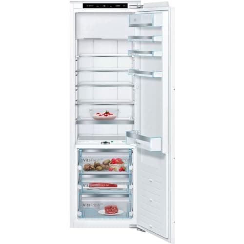 Bosch KIF82PFE0, Serie 8, Refrigerador Incorporado con Freezer, 177,5 x 56 cm nicho, 254 l de refrigeración y congelación de 15 l, Made in Germany, 3 veces más fresco, estantes de vidrio de seguridad