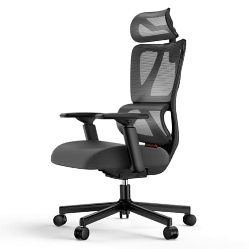 ProtoArc EC100 Silla de Oficina Ergonómica, de Escritorio con Cojín de Resorte de 10 cm, Soporte Lumbar, Reposabrazos y Reposacabezas Ajustables, Silla Giratoria de Malla para Oficina en Casa, Negra