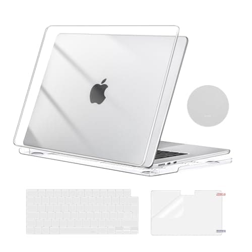 MOSISO Cover Compatibile con MacBook Air 15 Custodia M4 M3 M2 2025 2024 2023 A3241 A3114 A2941, Cover per Macbook Air 15 Pollici M4 M3 M2 Case&Copritastiera&Pellicola&Coaster, Cristallino
