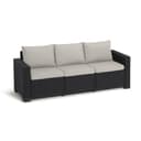Allibert California 3-Sitzer Gartensofa Anthrazit – Lounge-Sofa in Rattan-Optik für Garten, Terrasse & Balkon – Wetterfestes Outdoor Sofa inkl. bequemer Sitz- & Rückenkissen in Sand – 199 x 68 x 72 cm - 1