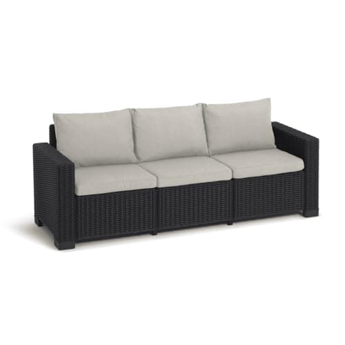 Allibert Outdoor Sofa in Rattan Look, 3-Seater Made of UV-Resistant Material, Lounge Sofa for Garden, Patio, Balcony, Couch, Rattan Furniture, Garden Furniture, Weatherproof Garden Bench, Salta, 3