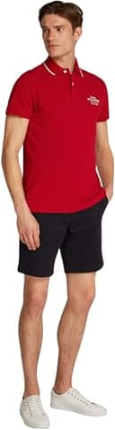 Tommy Hilfiger Polo de Manga Corta Hombre Left Chest Graphic Regular Fit, Multicolor (Medium Red), S - 4