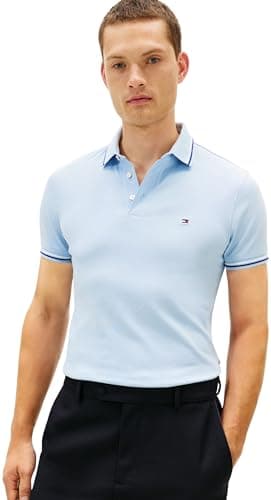 Tommy Hilfiger Men Tipped Slim FIT Seasonal Polo MW0MW39993 S/S Polo, Blue, XL