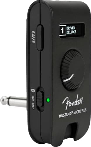 Fender Mustang Micro Plus Guitar Amplifier, Ultimate Personal Headphone Amplifier with 25 Amplifier Models, 25 Effects, Bluetooth and 100 Presets, USB Rechargeable