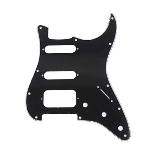 Musiclily Pro 11 Löcher Round Corner HSS Strat Schlagbrett Gitarren Pickguard mit 2 Schrauben Humbucking Pickup Mount für Fender American/Mexican Stratocaster E-Gitarre,3 lagig Schwarz