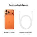 Apple iPhone 17 Pro MAX de 512 GB: Pantalla de 6,9 Pulgadas con Promotion, Chip A19 Pro, la Mayor autonomía en un iPhone, Sistema de cámaras Pro Fusion, cámara Frontal Center Stage; Naranja cósmico - 6