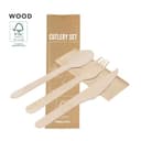 Pack 250 Sets de Cubiertos Desechables Ecológicos de Madera | Cuchara Tenedor Cuchillo y Servilleta | Cubiertos Take Away para Hostelería y Eventos - 2