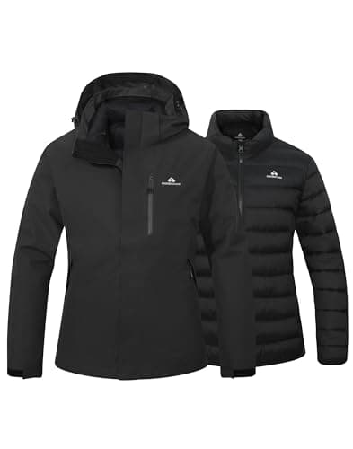Pioneer Camp Giacca invernale da donna, 3 in 1, da snowboard, resistente alle cadute, altamente traspirante e traspirante, fodera in cotone, Nero , M