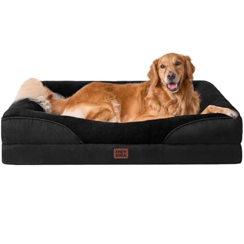 EHEYCIGA Cama Ortopedica y Viscoelastica para Perro Extra Grande 106x76x18.5 cm, Memory Foam Sofa para Perros Lavable, Cama Gato Suave, Negro