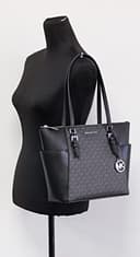 Michael Kors Charlotte - Bolsa grande con cremallera superior, Negro Sig, Large - 7
