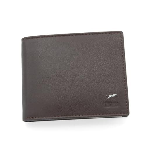 JAGUAR Portafoglio Uomo Pelle Vera Dotato di Scomparti Carte con Protezione RFID, Portamonete Banconote e Documenti, Idea Regalo Uomo dal Design Classico e Raffinato, Leggero (soli 75gr) Castano