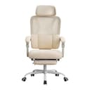 UEV Silla de Oficina Ergonómica Lumbar con Ajuste de 90°-135°, Silla de Oficina con Cómodo Soporte Corporal, Sillas Ergonómicas Estables y Funcionales, 64x64x(112-120) cm, Beige - 1