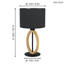 Eglo Basildon 1 - Lampada da Tavolo Minimalista in Legno, Tessuto e Metallo - Da Comodino e Soggiorno - Natura, Nero - Con Interruttore, E27 - 7