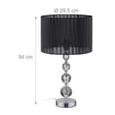 Relaxdays Lampada da Tavolo, Abat-Jour dal Design in Cristallo, H x D: 54 x 29,5 cm, Attacco E27, con Paralume, Nero - 4