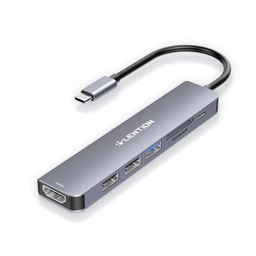 LENTION Hub USB C HDMI 4K@60Hz, PD 100W, Lector de Tarjetas SD/TF, USB 3.0 & 2.0, Adaptador USB C 7 en 1 para MacBook Pro 2025-2016, Nuevo Mac Air, Surface, iPhone 17 Plus Pro MAX y Más (Gris)