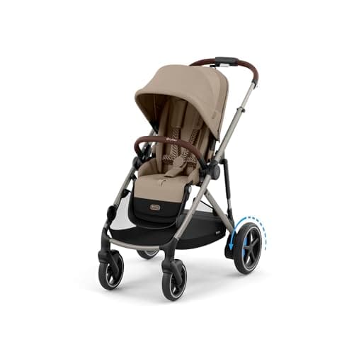CYBEX Gold Kinderwagen e-GAZELLE S, Ab Geburt bis ca. 4 Jahre, Max. 22 kg (Single-Modus) / 2x 22 kg (Duo-Modus), All-in-1-System mit E-Antrieb und 20+ Konfigurationen, Almond Beige