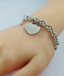 Ch.Abramowicz Gravur Silberarmband Kette Herzanhänger Tiffany Miller Silber 925 19 - 2