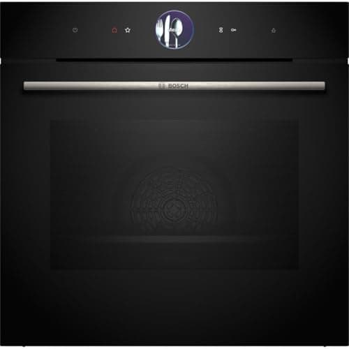 Bosch HSG7364B1, forno a vapore da incasso Smarter Serie 8, 60 x 60 cm, serbatoio dell'acqua da 1 l, nero, Made in Germany, autopulente, Air Fry, display a colori, aria calda 4D, Bosch Assist +