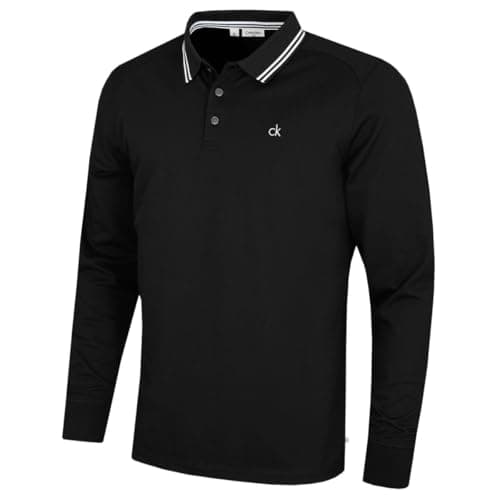 Calvin Klein Mens Campus Long Sleeve Polo Shirt - Black - M