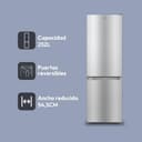 Candy CCG1S 518EX Frigorífico Combi, Ancho 55cm, Altura 1,80m, Capacidad 252L, Cajón Verdulero, Control Mecánico de la temperatura, Iluminación LED, Puerta Reversible, 41DB, Inox - 2