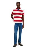 Tommy Hilfiger Herren Poloshirts Kurzarm Casual Regular Fit mit Rugby Stripe Designs, Mittelrot/Elfenbeinblütenblatt, XX-Large - 3