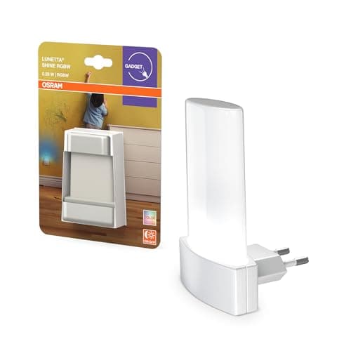 OSRAM Lámpara de noche con casquillo RGB, cambio de color RGB, sensor de luz diurna, 2700-6000K, 0,28 W, blanco, clase de protección IP20, para habitaciones infantiles y zonas de estar