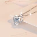 HinDaLi Collana Cuore Argento 925 per Donna Bambina Ragazza Pendente Zirconi Rondo Ciondolo Cuore Cristalli Brillantini Collana da Donna Argento Collane Girocollo Catena - 4