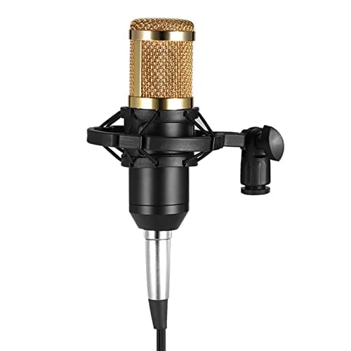 BM800 Microfono a condensatore con supporto antiurto e cavo audio da 3 5 mm per registrazione audio da studio e trasmissione in spugna professionale linea di protezione con uscita chiara adatta per
