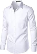 PARKLEES Men's Urban Stylish Casual Business Slim Fit Long Sleeve Button Up Dress Shirt with Pocket White M - 2