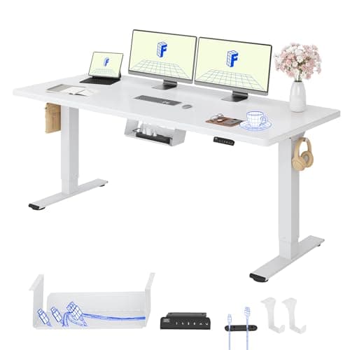 FLEXISPOT Höhenverstellbarer Schreibtisch mit 2 Motoren & 25MM EINTEILIGER Tischplatte 180x80 cm, Ergonomischer Bürotisch Elektrisch mit Kabelmanagement, Memory Funktion & Höhenanzeige
