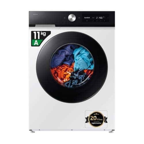 Samsung Lavatrice Bespoke AI WW11DB7B94GE/U3, Libera installazione, 11 Kg, Wifi, Ecodosatore, AI Energy Mode, Carica Frontale, Corpo: Bianco, Oblò e Pannello: Nero, 60l x 85h x 60p cm