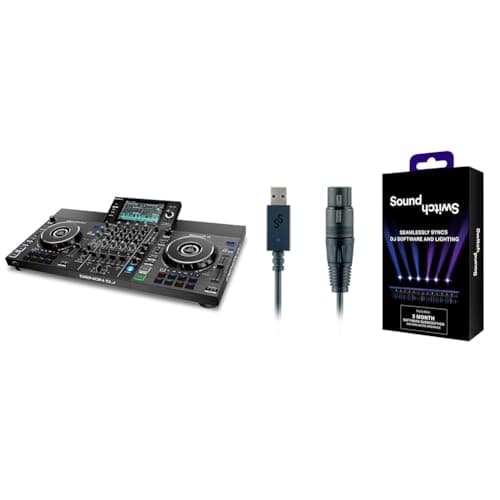 Denon DJ SC LIVE 4 - Controlador DJ autónomo, mezclador 4 canales, streaming de Amazon Music & SoundSwitch DMX Micro Interface - interfaz de USB a DMX ultra compacta