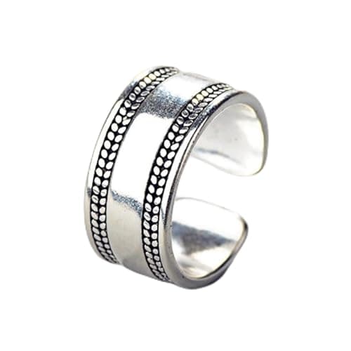 Anello vintage in argento sterling 925 Anelli regolabili in argento di larghezza semplice per donne e uomini