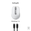 Logitech MX Anywhere 3S for Mac, kompakte kabellose Bluetooth-Maus, 8K-DPI-Abtastung auf jeder Fläche, leise Klicks, USB C, kabellose Maus für MacBook Pro, MacBook Air, iMac, iPad - Hellgrau - 12