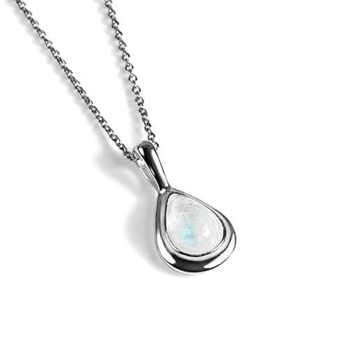 925 Sterling Silver and Moonstone Necklace, Birthstone Pendant, Bridesmaid Jewellery, Classic Teardrop Minimal Necklace