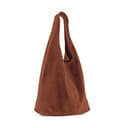 MODELISA - Bolso Saco Piel Antelina Shopper Made In Italy Mujer (Marrón) - 3