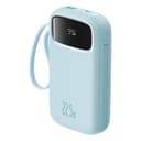 Baseus Qpow2 Banco de energía de Carga rápida con Pantalla Digital de Doble Cable (20000 Mah - 22,5 W - 5 V - 2,4 A), con Cable de Carga Simple Tipo C 3 A 0,3 M - Azul - 1
