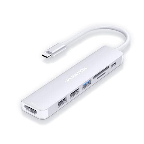 LENTION Hub USB C HDMI 4K@60Hz, PD 100W, Lector de Tarjetas SD/TF, USB 3.0 & 2.0, Adaptador USB C 7 en 1 para MacBook Pro 2026-2016, Nuevo MacBook Neo, Surface, iPhone 17 Plus Pro MAX y Más (Plata)