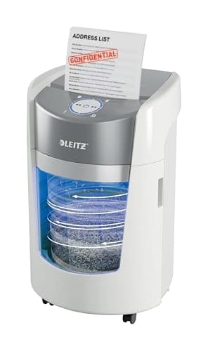 Leitz IQ OptiMax Small Office 350 P5 Micro-Cut Paper Shredder, Unique Bin Rotation Technology, 33% More Bin Capacity, 350 x A4 Sheets In Bin (22L), Shreds 10-8 Sheets (70-80 gsm), 20-Minute Run Time