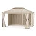 blumfeldt Mondo Dual - Gazebo, 3x4, Doppio Tetto & Zanzariere, Telaio in Metallo Antiruggine, Tende per Privacy, Resistente Gazebo da Esterno, Facile da Montare, Beige - 1
