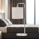 Arched Table Lamp or Bedside Light, Modern Design, Natural Linen Shade, Height 46cm, LED Compatible - 4