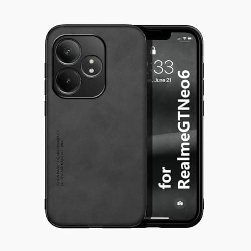 Kepuch Silklike Hülle für Realme GT Neo 6, GT Neo6 SE, GT 6, GT 6T - Hüllen Case Eingebaute Metallplatte für Realme GT Neo 6, GT Neo6 SE, GT 6, GT 6T - Schwarz
