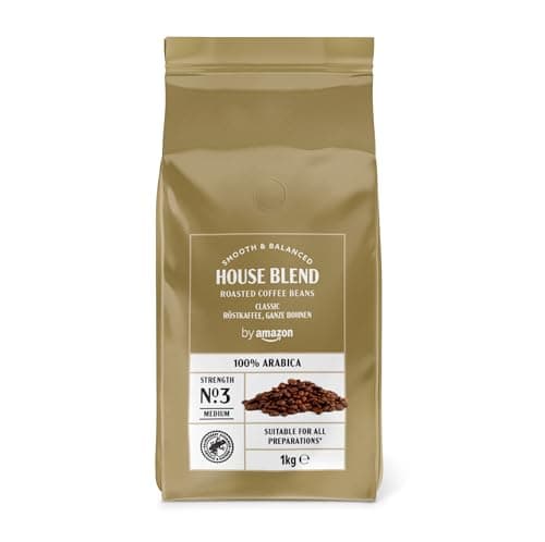 by Amazon Café En Grano Natural, Puro arabica, tueste medio, 1kg - certificados por Rainforest Alliance