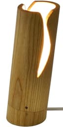 Lampada da Appoggio in Legno di Frassino – Lampada da Tavolo Artigianale con Luce Calda – Design Naturale per Comodino o Scrivania – Design Casa - Bajour Moderna con Cavo in Tessuto e Lampadina GU10 - 1