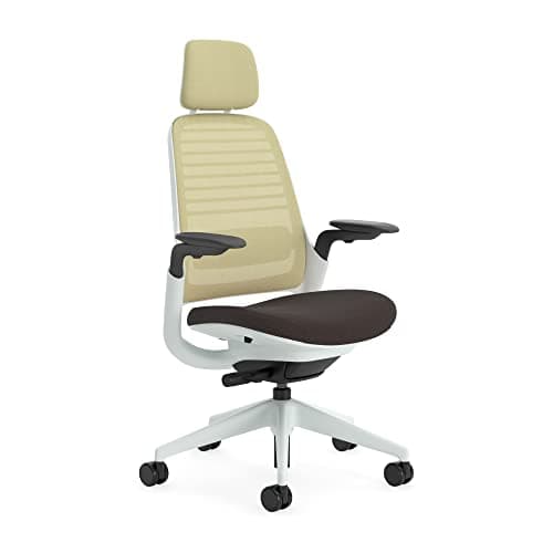 Steelcase Series 1 Ergonomic Office Chair With LiveBack Lumbar Support, 4D Armests, Adjustable Headrest Beige/Moleskin; Made in Europe
