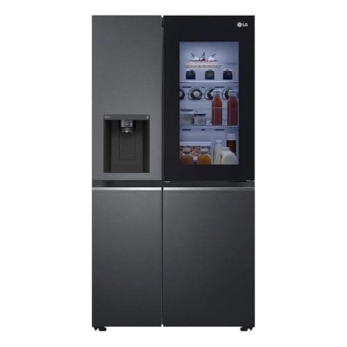 LG GSXV91MCLE, Klasse E, 635 L, Side-by-Side Kühlschrank mit InstaView, Total No Frost mit Gefrierfach, Eis - Crushed Ice & Wasserspender mit UVnano, DoorCooling+, LINEARCooling, Wi-Fi ꟷ Matte Black